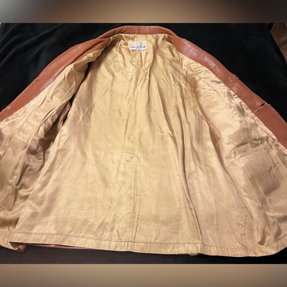 Rare! Vtg 70s Custom Coat Co Deerskin Leather Coat, belted waist Men’s 2XL - Picture 8 of 16